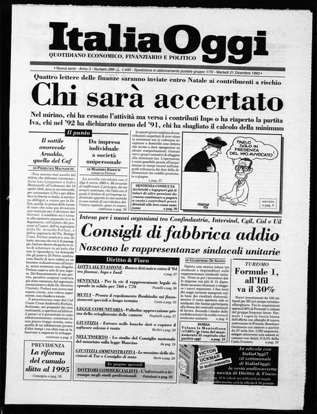 Italia oggi : quotidiano di economia finanza e politica